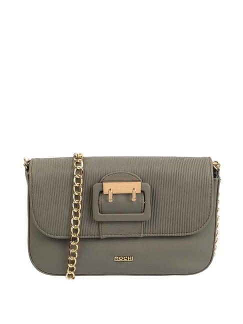 mochi olive textured medium sling handbag