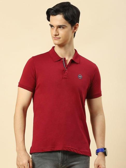 cloak & decker by monte carlo maroon regular fit polo t-shirt