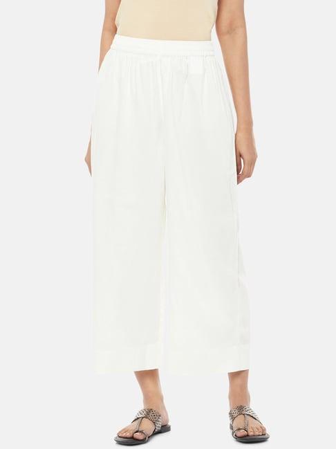 rangmanch by pantaloons off-white regular fit palazzos