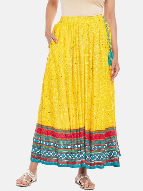 akkriti by pantaloons mustard printed skirt