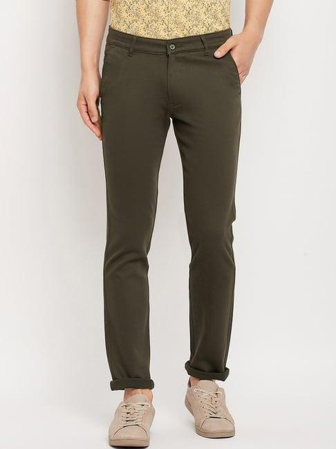 duke olive cotton slim fit trousers