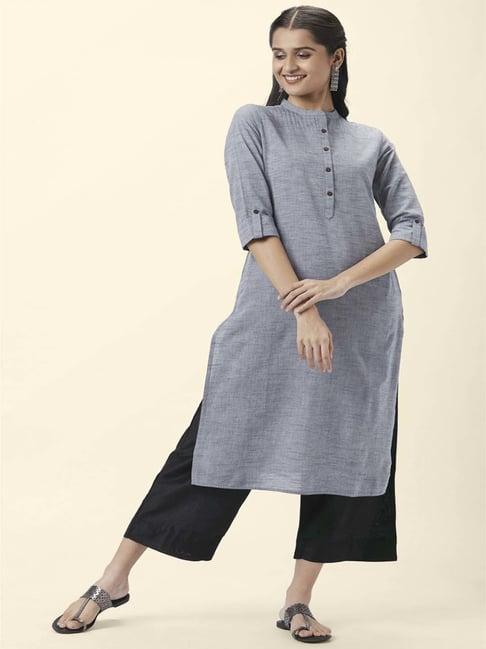 rangmanch by pantaloons blue straight kurta