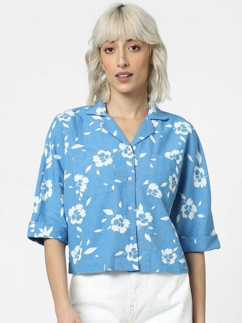 only blue floral print shirt