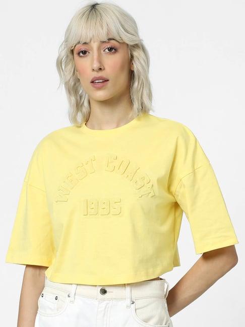 only yellow cotton printed crop top