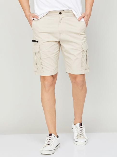 bossini cream regular fit cargo shorts