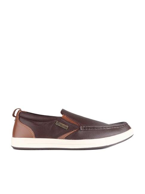 red chief men's brown casual loafers