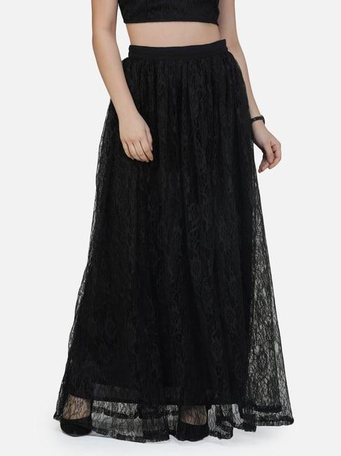 cation black self pattern maxi skirt