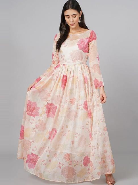 cation off-white floral print maxi dress