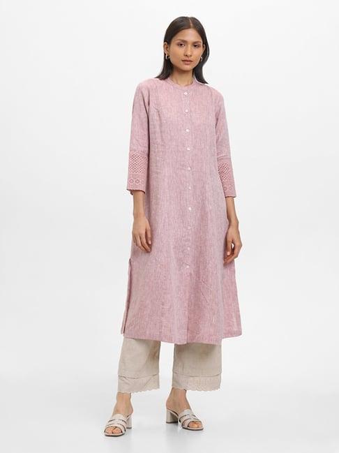 zuba by westside solid berry-colored kurta