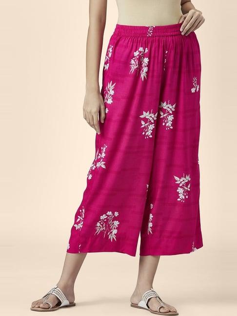 rangmanch by pantaloons pink floral print palazzos