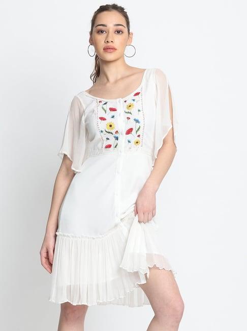 shaye white embroidered a-line dress