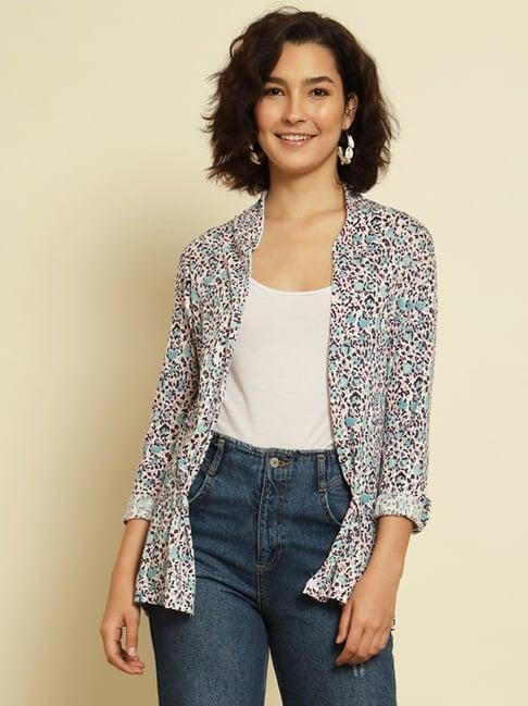 trend arrest white cotton printed shrug