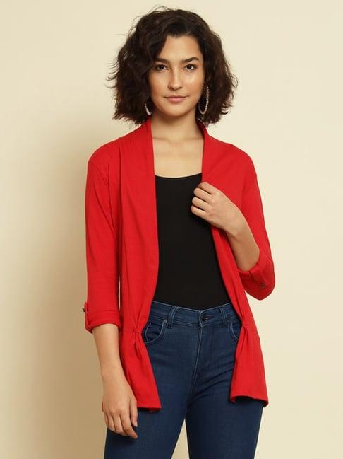 trend arrest red cotton shrug