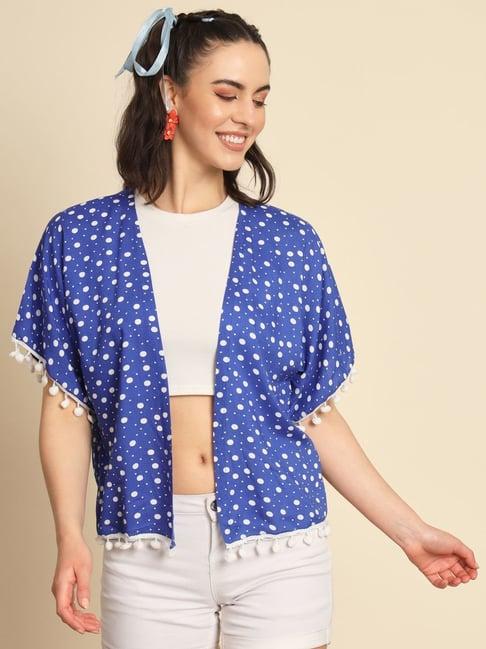 trend arrest blue printed shrug