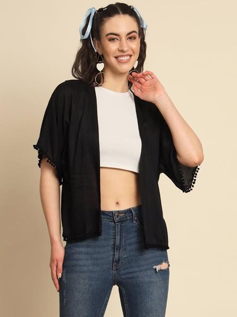 trend arrest black elbow sleeves shrug