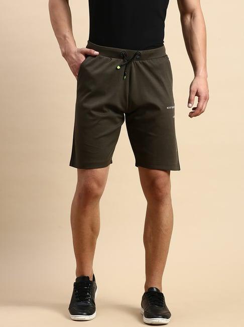 showoff olive slim fit shorts