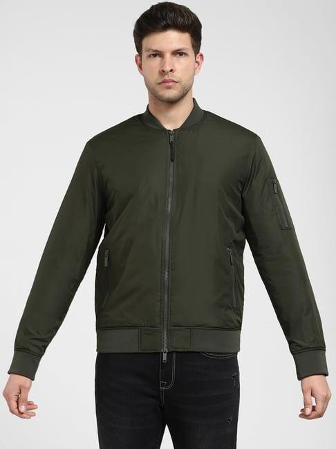 selected homme green regular fit bomber jacket