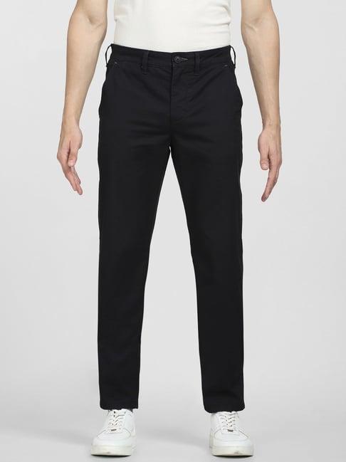 selected homme black cotton slim fit chinos