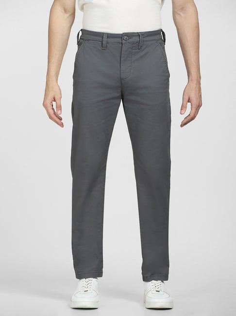 selected homme grey cotton slim fit chinos