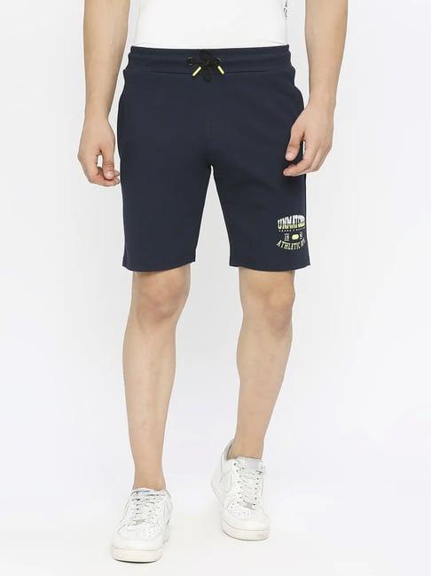 spykar navy blue  regular fit shorts