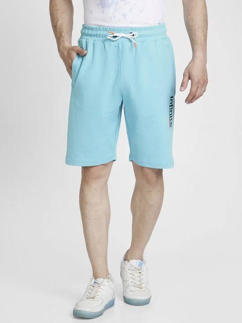 spykar sky blue  regular fit shorts