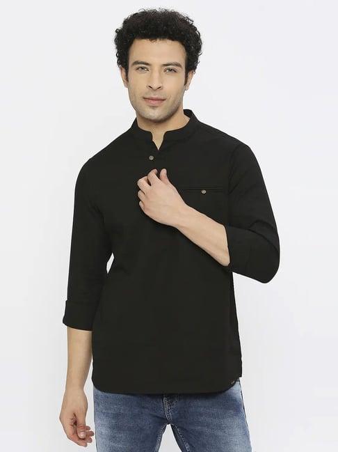 spykar black  slim fit short kurta