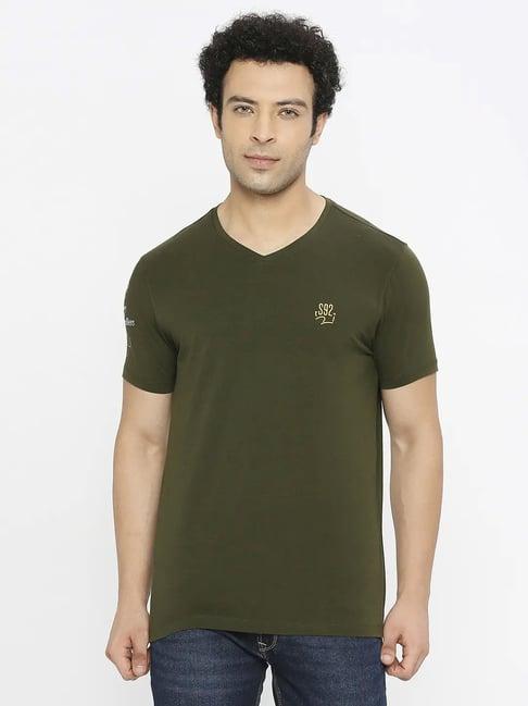 spykar rifle green cotton regular fit t-shirt