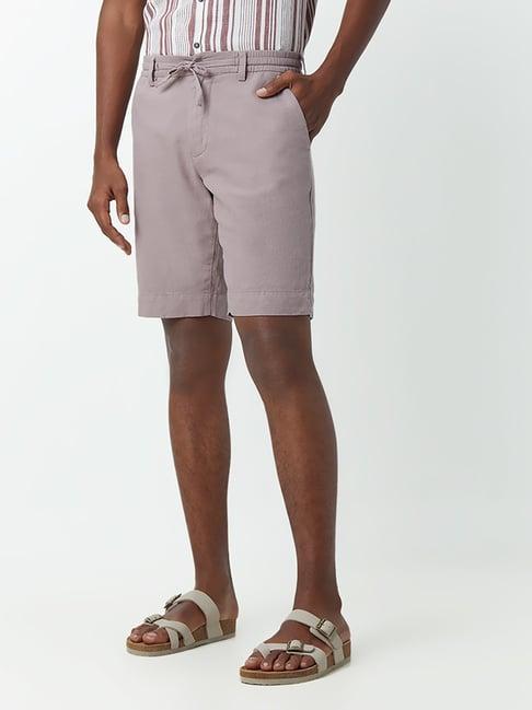 eta by westside mauve cotton-linen slim-fit shorts