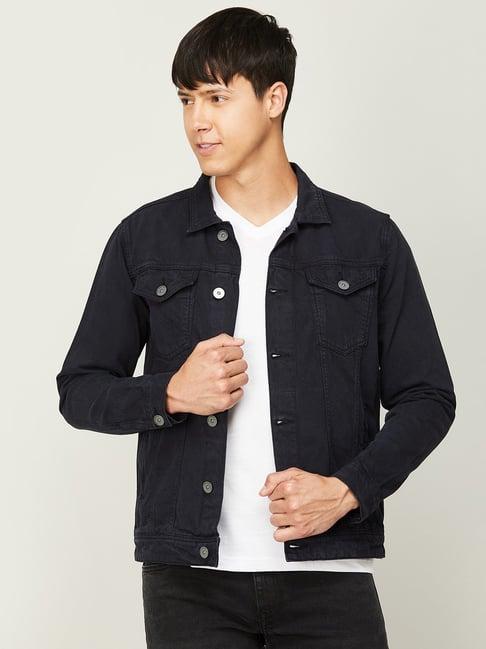 forca by lifestyle navy cotton regular fit denim jacket