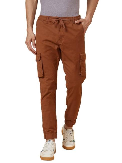 globus rust slim fit cotton cargo joggers