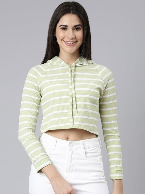 showoff green striped sweatshirt