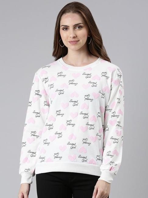 showoff white cotton printed sweatshirt