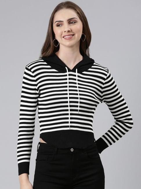 showoff black & white striped sweatshirt