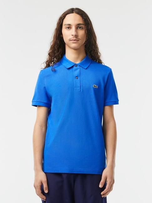 lacoste blue cotton slim fit polo t-shirt