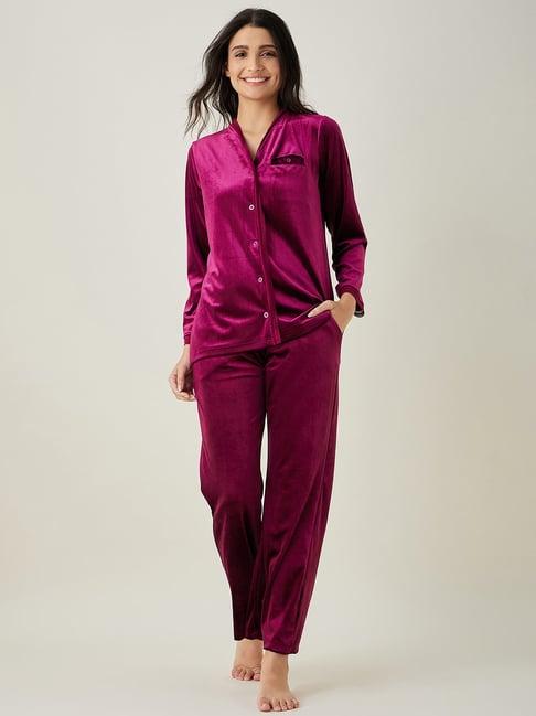 the kaftan company purple shirt with lounge pants