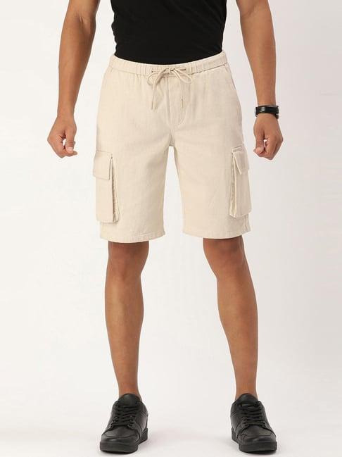 bene kleed beige regular fit cargo shorts