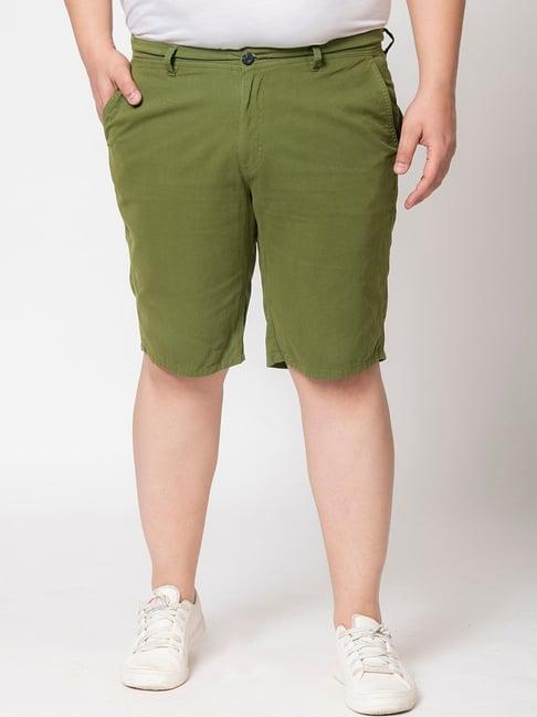 ivoc dark green regular fit plus size shorts