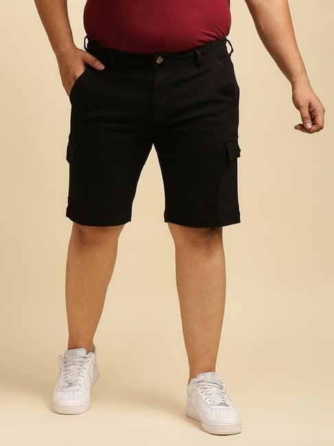 high star black regular fit plus size denim shorts