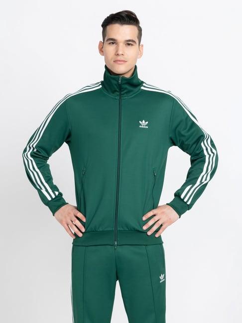 adidas originals beckenbauer green regular fit high neck track jacket