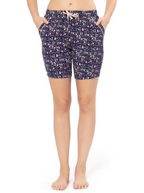 amante navy cotton floral print shorts