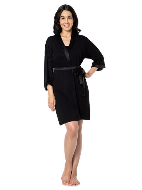 amante black shawl neck robe