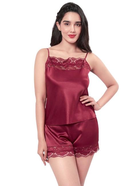 amante maroon lace pattern camisole