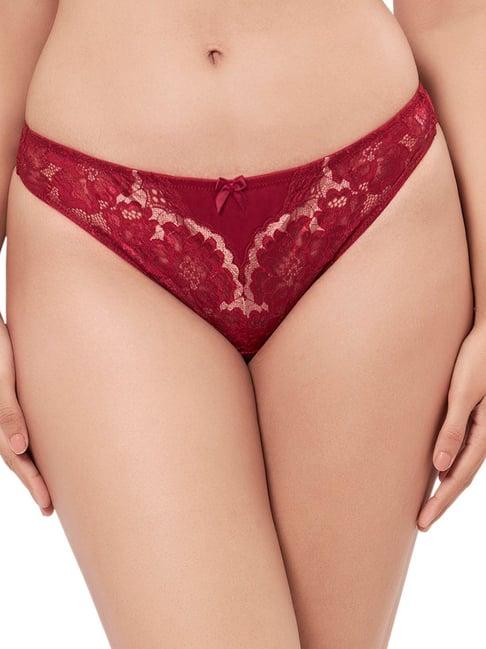 amante maroon lace pattern thong panty