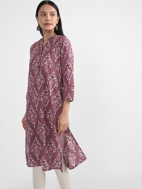 utsa by westside purple ikkat printed kurta