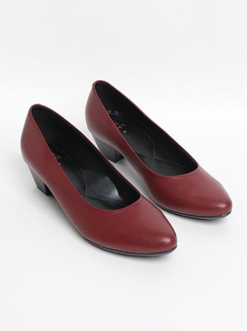 luna blu by westside maroon stacked pump shoes