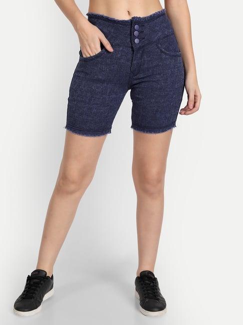 angelfab navy cotton textured shorts