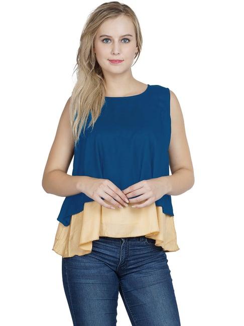 patrorna dark blue & gold regular fit top