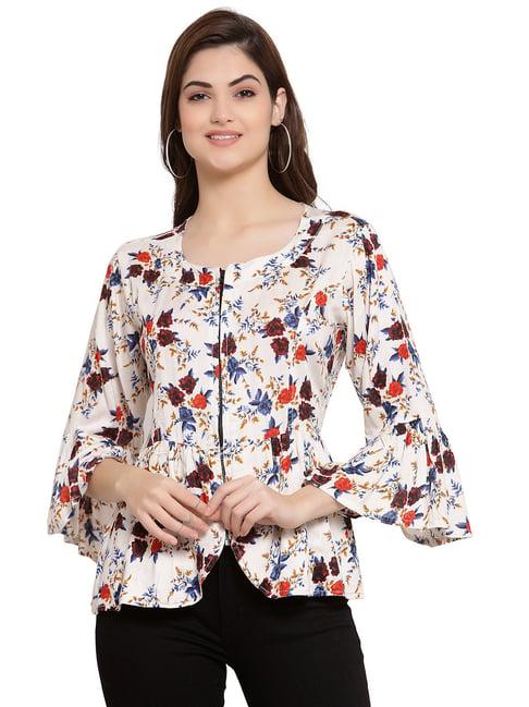 patrorna cream floral print top