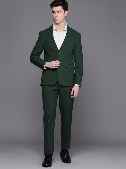 peter england elite green  slim fit two piece suit