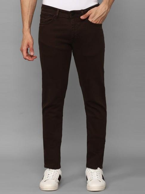 allen solly jeans dark brown cotton skinny fit jeans